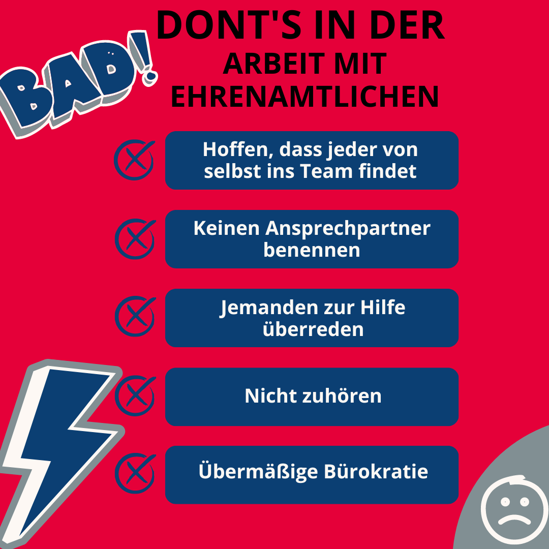 Dont´s in der Arbeit mit Ehrenamtlichen