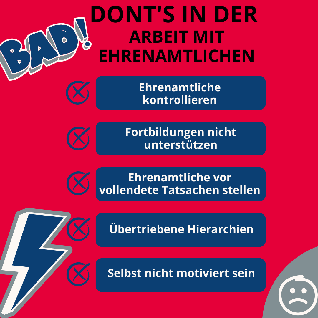 Dont´s in der Arbeit mit Ehrenamtlichen